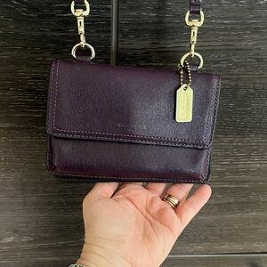 Coach Eggplant Saffiano Leather Crossbody Wallet